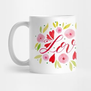 Love and flowers - pink and red Mug